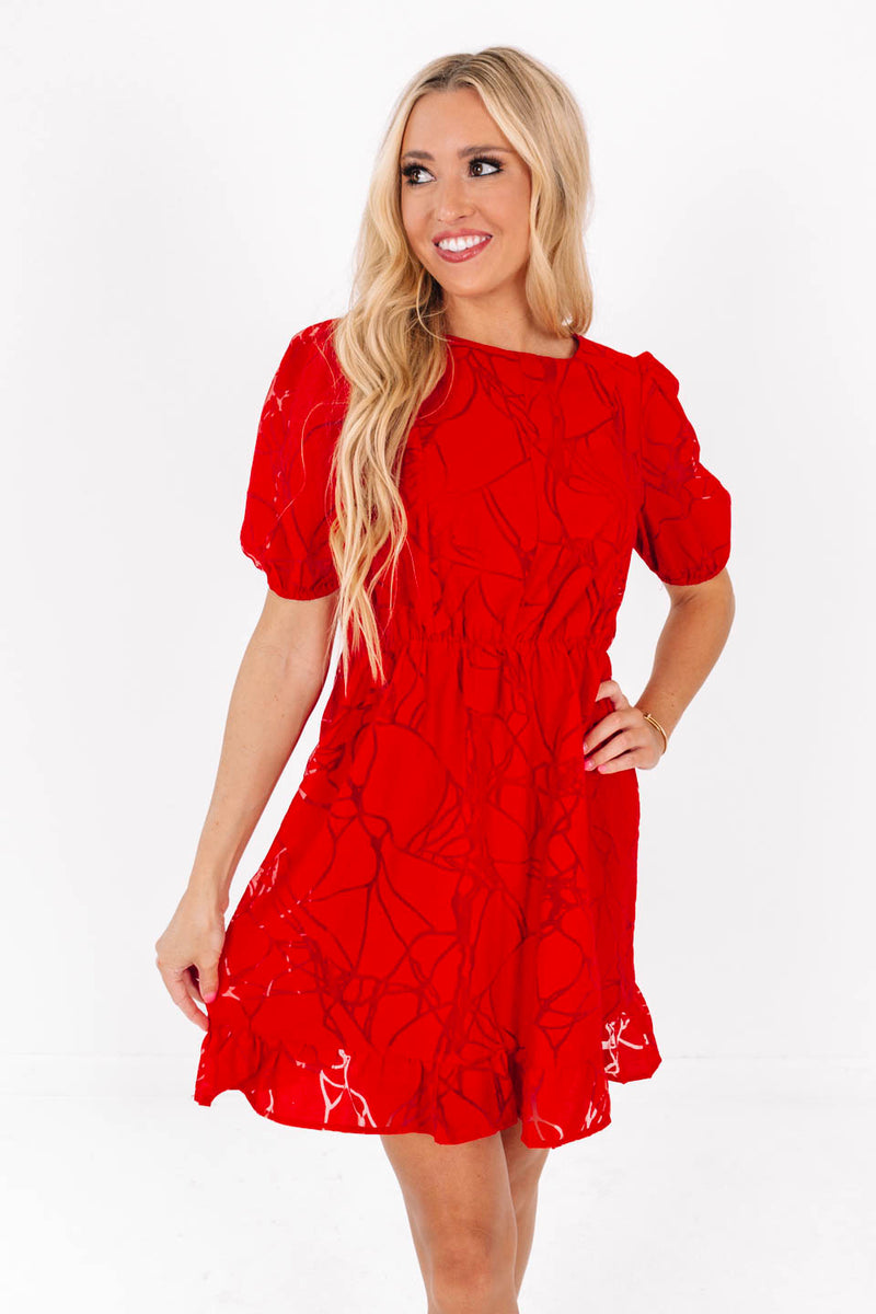 Red Lace Skater Dress