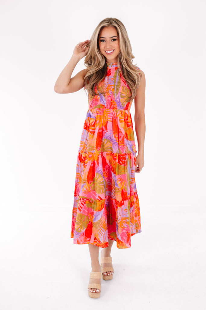 J.Marie Seraphina Floral 3D Lace Split V Button Up Long Sleeve Shift Dress