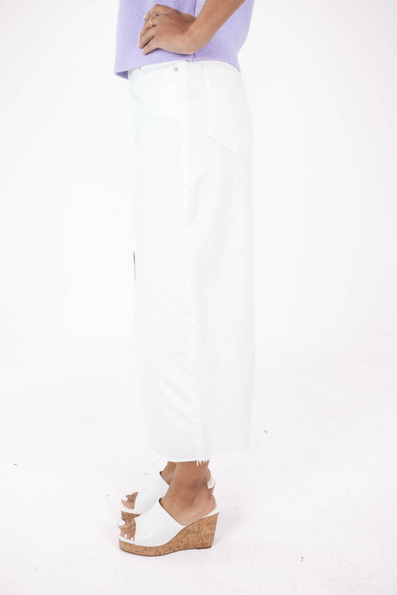 Back On Track Denim Midi Skirt - White – The Impeccable Pig