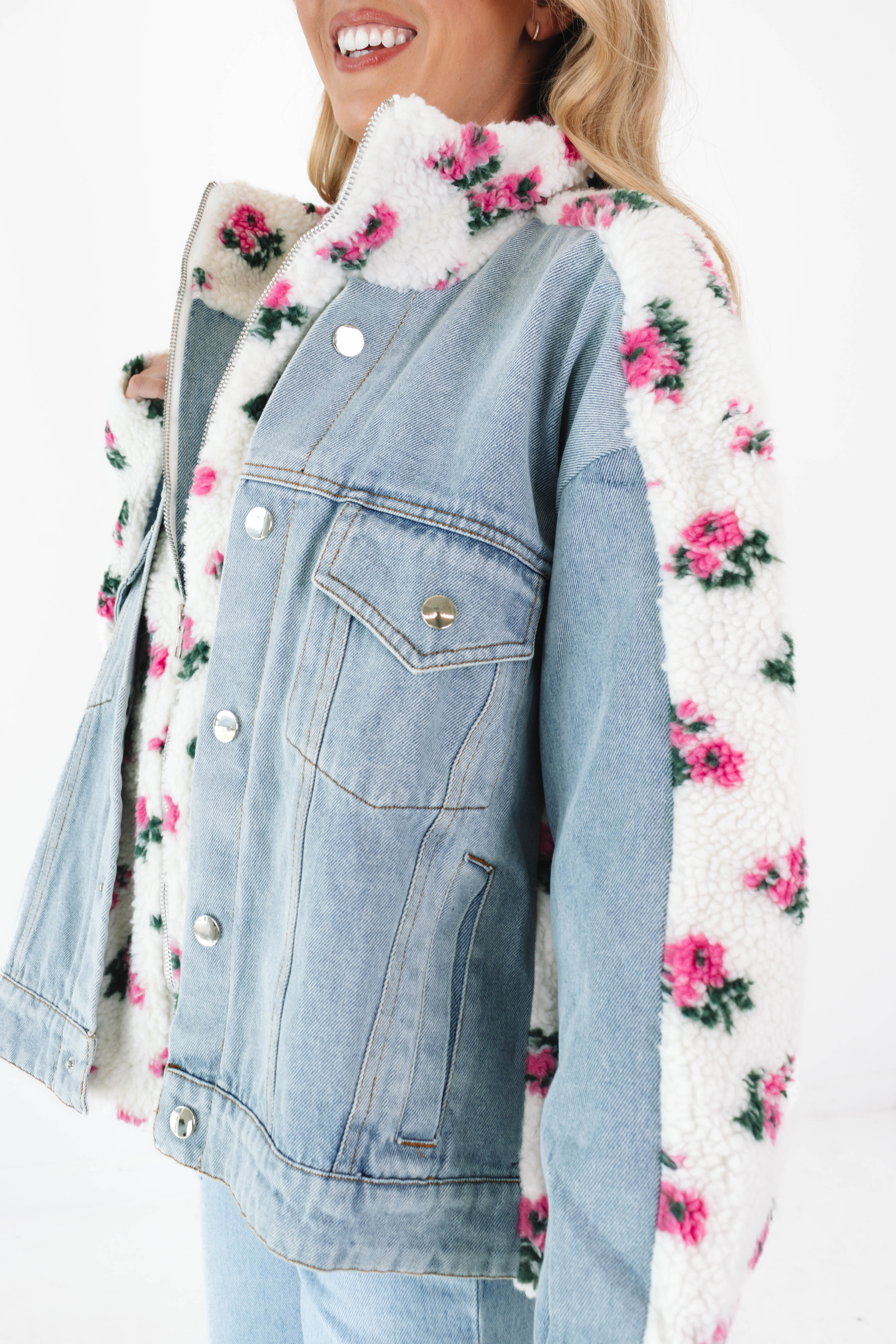 Off white denim jacket shops womens